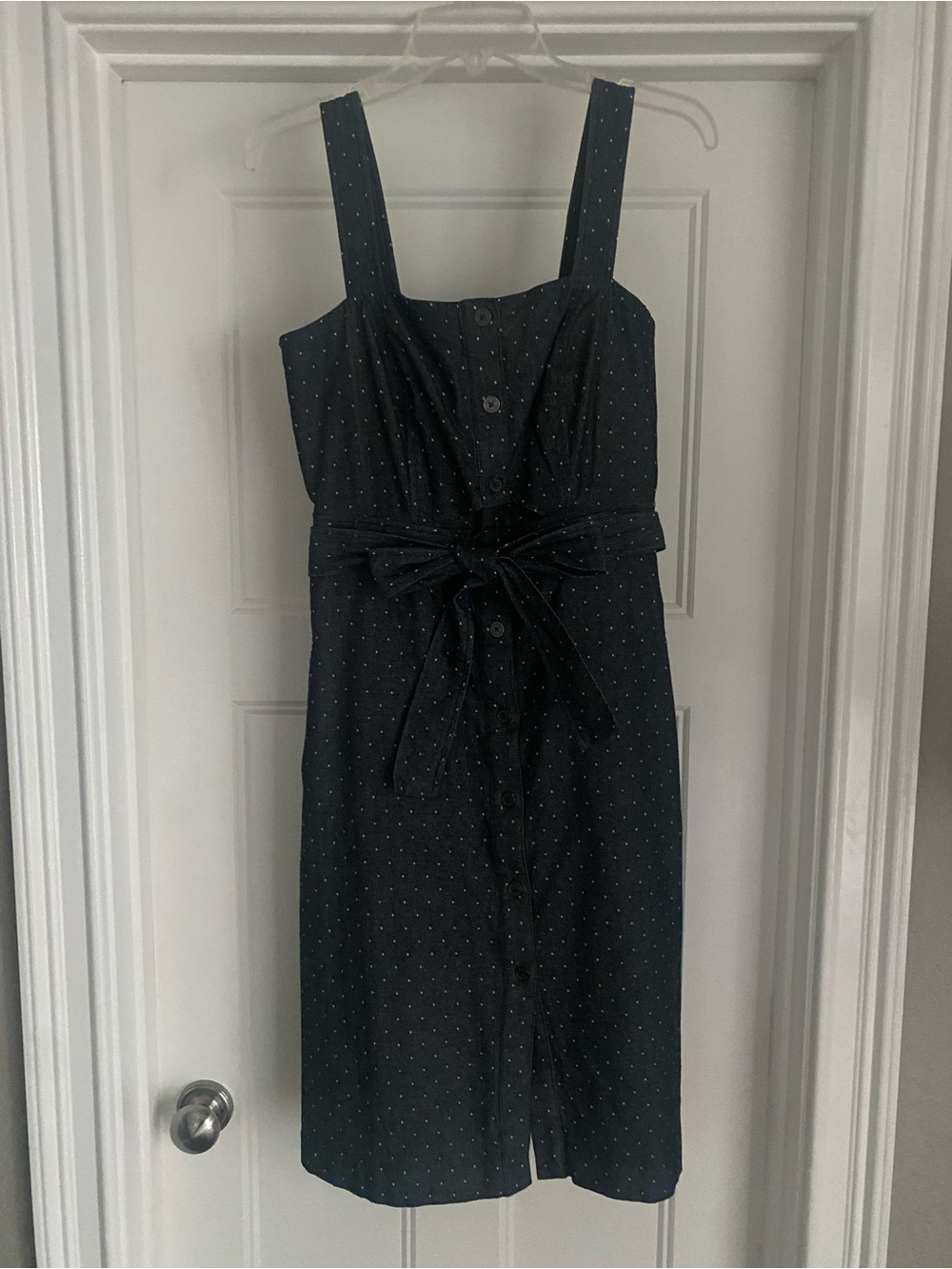 RACHEL Rachel Roy Black Polka Dot Midi Dress with Waist Tie